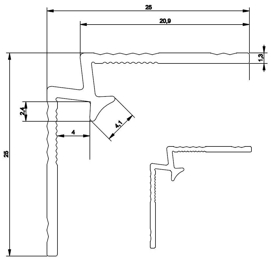 vnitřní roh k SPC panelum stříbrná rozmery Stavebniraj.cz
