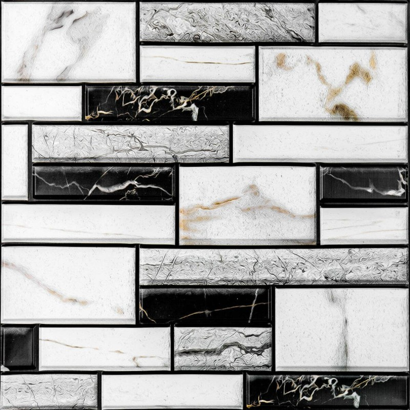 Dekorační 3D samolepící panel Mramor černo-bílý