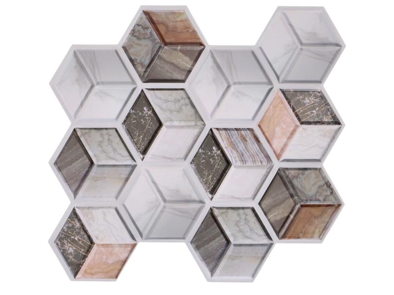 Dekorační 3D samolepící panel Hexagon mramor