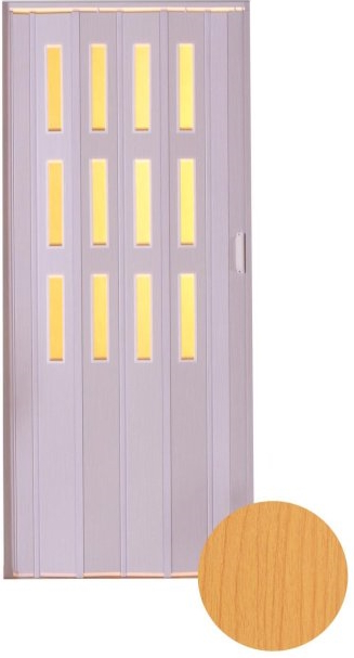Kit LUCIANA 73x200 cm - buk světlý, 3 řady skel Rozměr Luciana prosklené: 181,5 - 197 cm: + 8 lamel + 1 vodící lišta