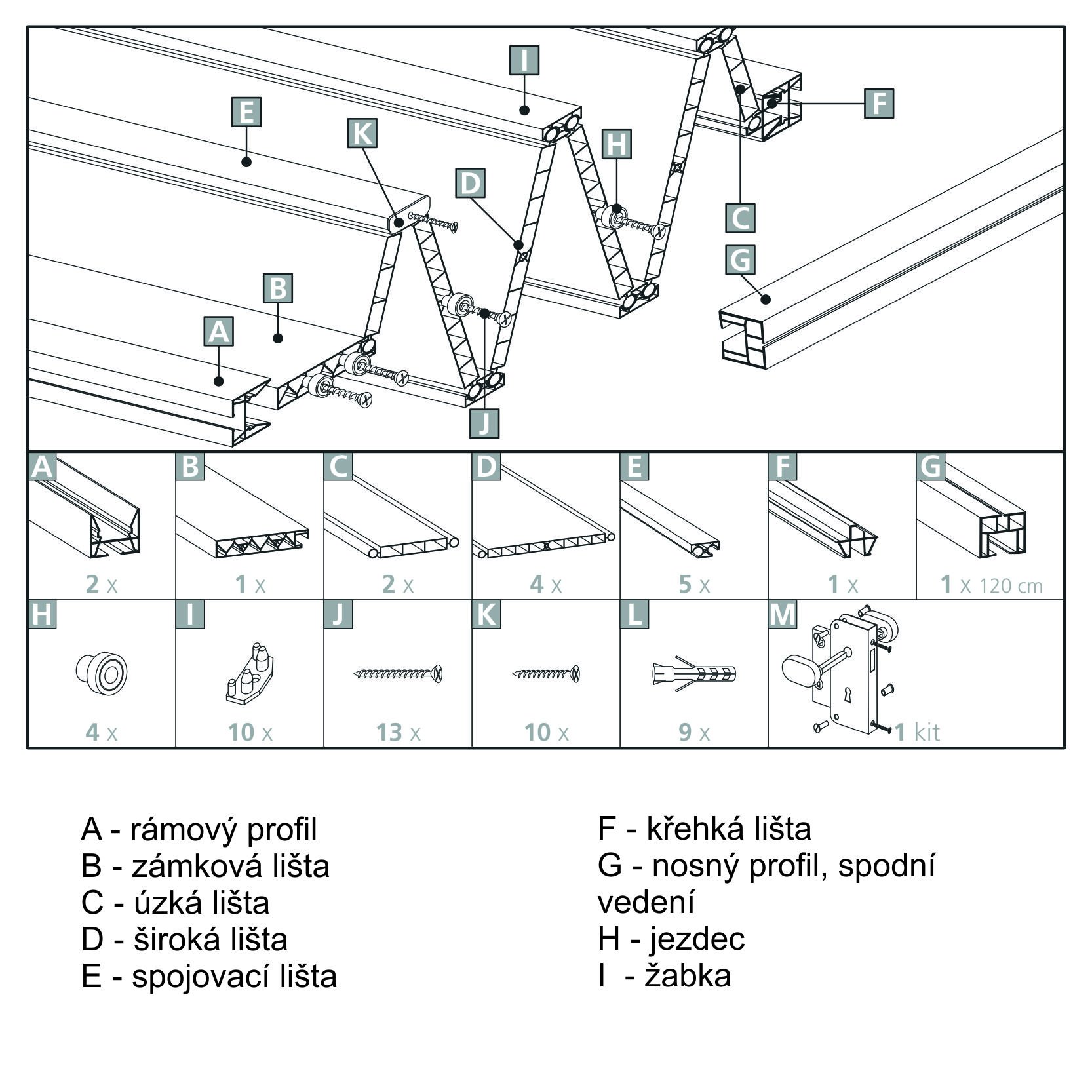 Žabka ke shrnovacím dveřím LUCIANA a ELVIRA (12ks) Barva dílu: Bílá
