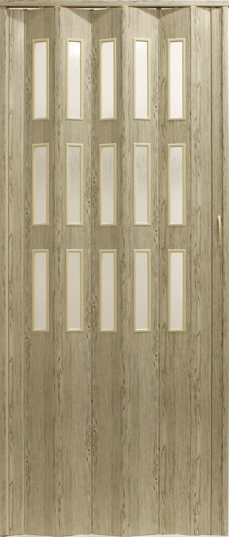 Kit DORA 87x200 cm - 43 Borovice rustik, 3 řady skel Rozměr prosklené varianty dveří: 100 - 113cm: + rozšiřující set