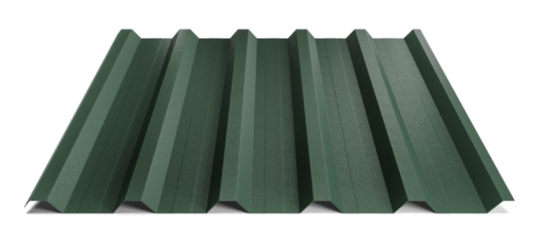 Trapézový plech Hornval T35 MAX s prolisem, Super 25 Deep Matt 0,5 mm RAL 6020