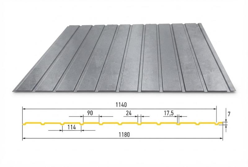 Trapézový plech Hornval E7 Elevace Aluzinek 0,5 mm