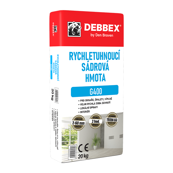 Rychletuhnoucí sádrová hmota G400 20 kg pytel bílá
