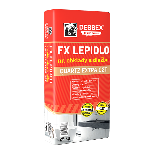 FX lepidlo na obklady a dlažbu QUARTZ EXTRA C2T 25 kg pytel šedá