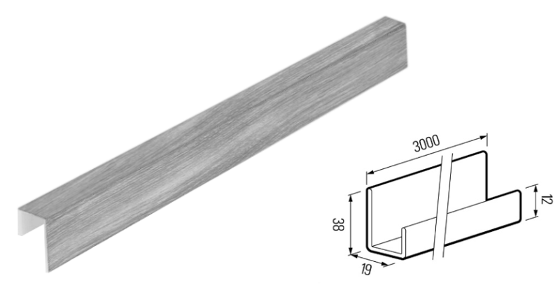 Lemovací U profil 1-dílný KERRAFRONT WE FS-251 Concrete Oak