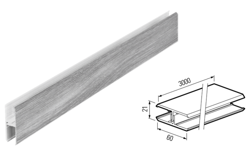 Spojovací H profil 2-dílný KERRAFRONT WE FS-282 Concrete Oak