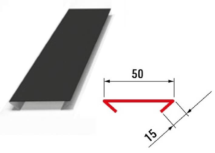 Spojovací profil ke střešním ocelovým podhledům a fasádním panelům RAL 9005