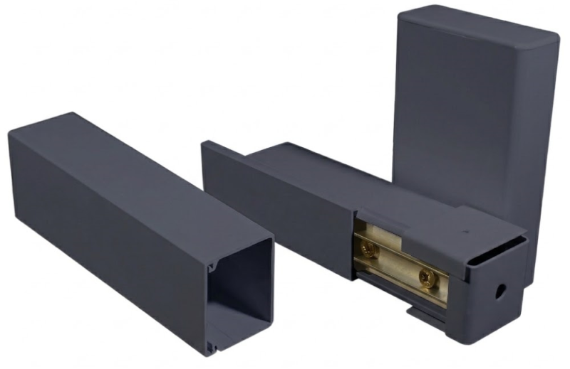 Zakrývací profil Antracit s uzávěrem 40 x 40 mm.,  k nosníkům PVC plotovek MODULAR